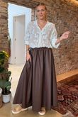 Made in Italy Runa Leather Look Skirt Chocolate